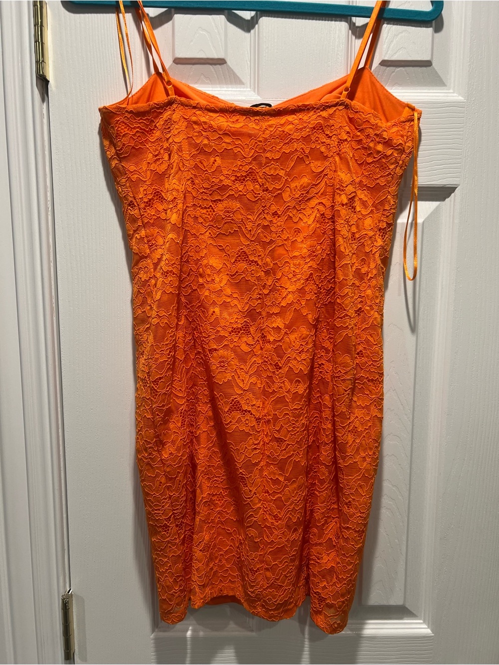 NWT Zara Orange Lace Mini Dress with Sweetheart Neckline - Picture 5 of 6
